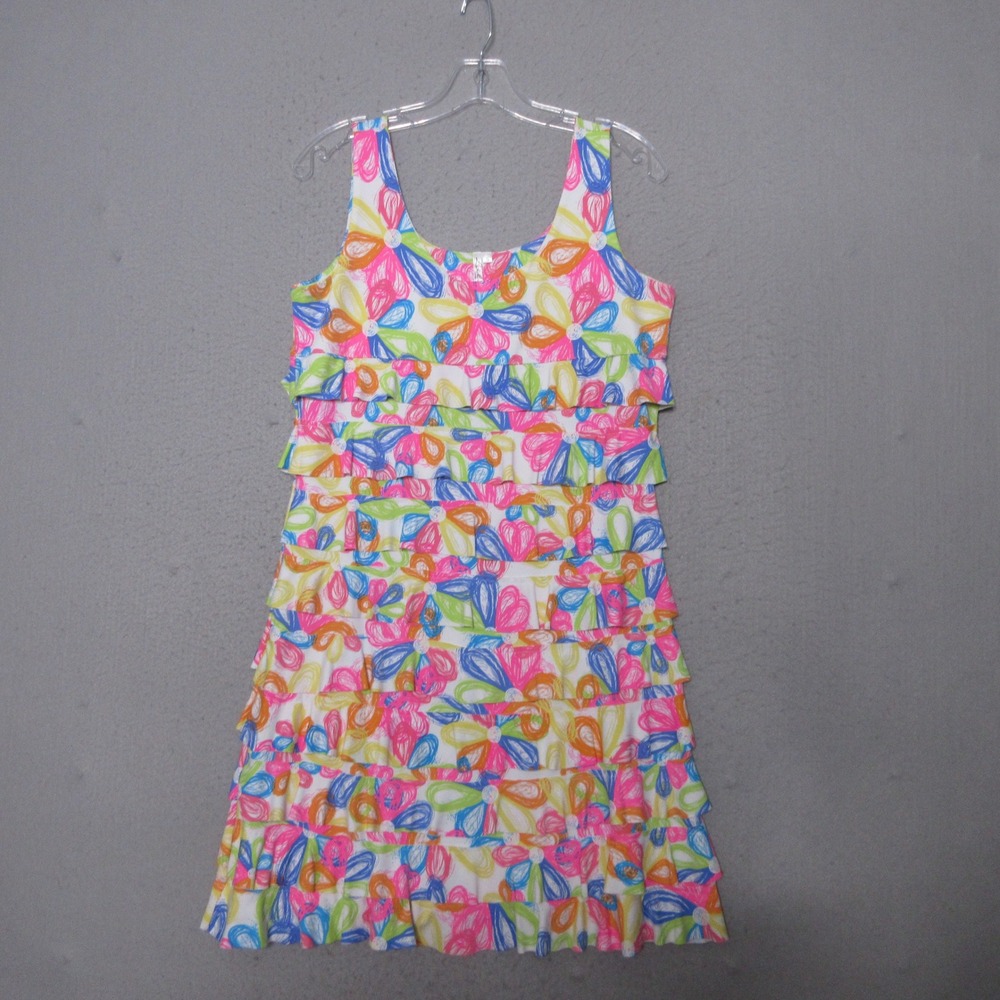 Lulu B Dress Floral Ruffle Tiered Bright Colorful Beachy Bold Vibrant Resort